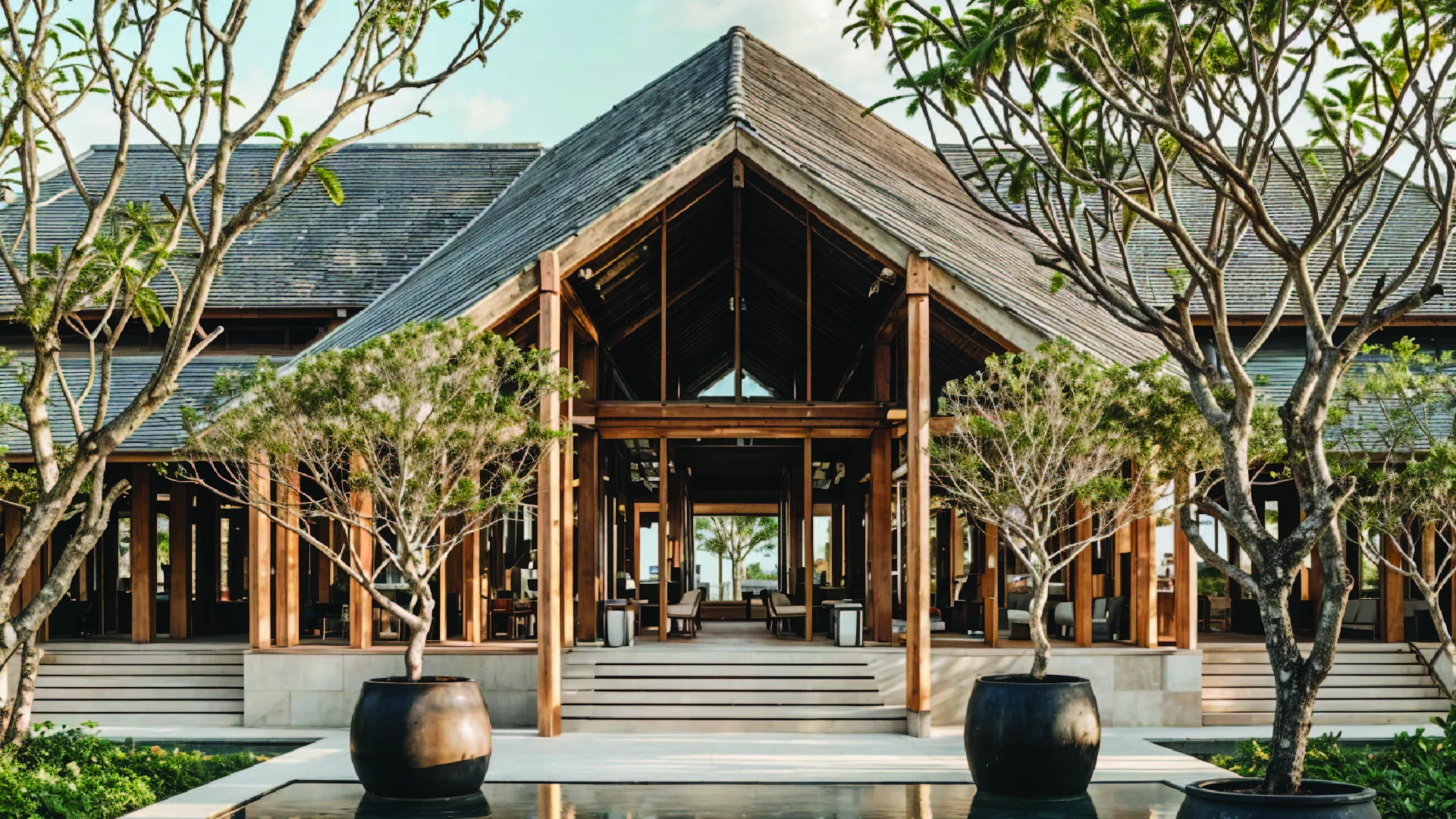 Modern Tropical Pavilion with Reflecting Pool