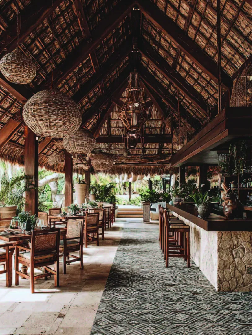 Al Fresco Tropical Dining Pavilion with Artisanal Thatched Architecture